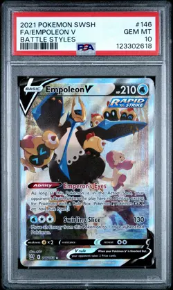 2021 POKEMON SWORD & SHIELD BATTLE STYLES #146 FULL ART/EMPOLEON V PSA 10 - Image 1