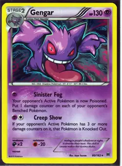 2015 RARE GENGAR 60/162 - XY BREAKTHROUGH POKEMON HOLO NM/LP - Image 1