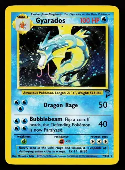 Gyarados 7/130 Holo Rare Base Set 2 Pokemon Card - Image 1