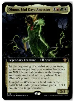 MTG Foil Obuun, Mul Daya Ancestor (Extended Art) - ZNC Moderately Played English - Image 1
