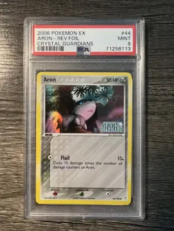2006 Pokemon EX Crystal Guardians #44 Aron - Rev. Foil PSA 9 - Image 1