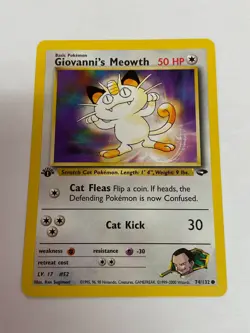 Giovanni's Meowth 74/132 Pokemon Gym Challenge 1st Edition NM/MINT 2000 box-S4 - Image 1