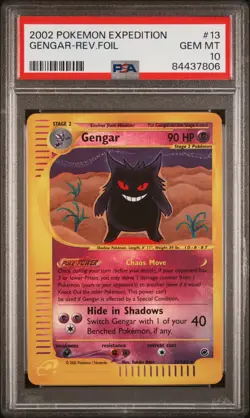 2002 POKEMON EXPEDITION #13 GENGAR-REVERSE FOIL PSA 10 ***POP 32*** - Image 1