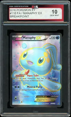 2016 Pokemon Break point #116 Manaphy EX Full art KSA 10 Gem Mint - Image 1