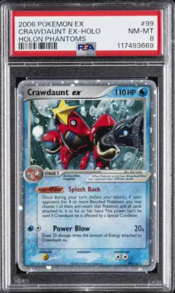 2006 POKEMON EX HOLON PHANTOMS #99 CRAWDAUNT EX-HOLO PSA 8 - Image 1