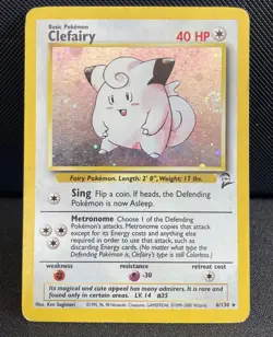 Clefairy 6/130 Pokemon TCG Base Set 2 Holo Rare w/ swirl - Image 1