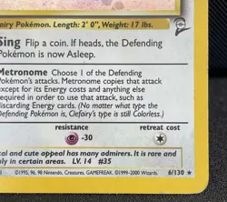 Clefairy 6/130 Pokemon TCG Base Set 2 Holo Rare w/ swirl - Image 4