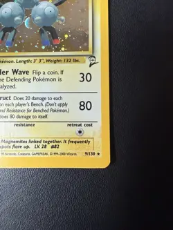1999 TCG Pokemon Magneton 009/130 Base Set 2 Holo LP - Image 4