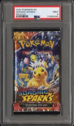 [PSA 9] Surging Sparks Booster Pack Foil Scarlet Violet Pikachu English POKEMON - Image 1
