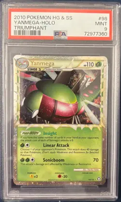 PSA Mint 9 Yanmega Prime HGSS Triumphant Graded Pokemon Card 98/102 - Image 1