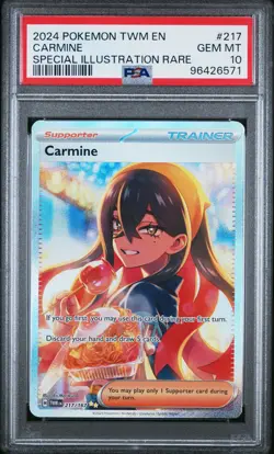 2024 POKEMON TWM EN-TWILIGHT MASQUERADE SPECIAL ILLUSTRATION RARE CARMINE PSA 10 - Image 1
