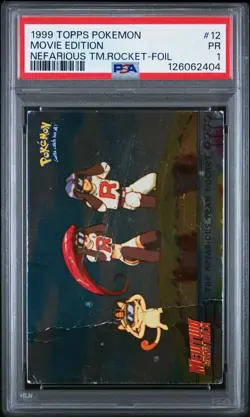 PSA 1 Pokemon Nefarious Team Rocket Foil Topps Movie Edition #12 1999 PR - Image 1