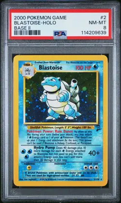 2000 POKEMON BASE SET 2 #2 BLASTOISE-HOLO PSA 8 - Image 1