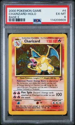2000 POKEMON BASE SET 2 #4 CHARIZARD-HOLO PSA 6 - Image 1