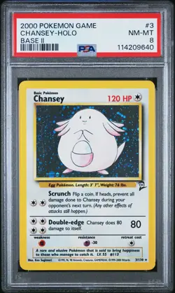2000 POKEMON BASE SET 2 #3 CHANSEY-HOLO PSA 8 - Image 1