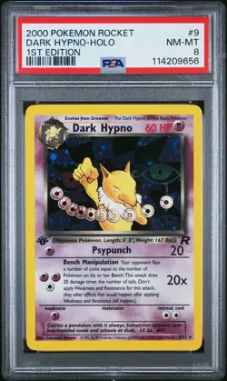 2000 POKEMON ROCKET 1ST ED #9 DARK HYPNO-HOLO PSA 8 - Image 1