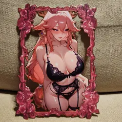 Yae Miko Genshin A5 Large Metal Card First Love Goddess 3 Serialized 08/50 - Image 1