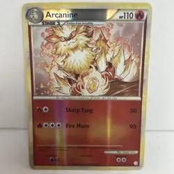 Pokemon TCG Arcanine HeartGold SoulSilver Reverse Holo Card 1/123 Rare - Image 1