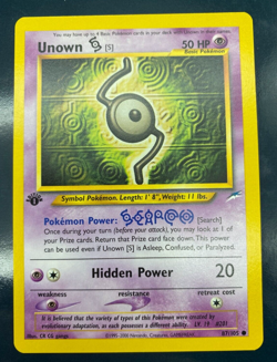 Unown S Neo Destiny Set Common # 87/105 1st Edition Pokemon Card - Image 1