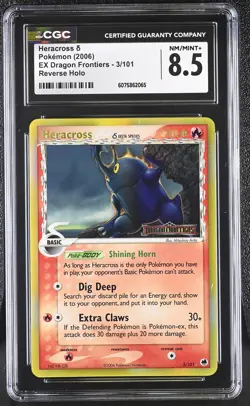 CGC 8.5 Heracross EX Dragon Frontiers 3/101 Reverse Holo STAMPED Pokemon Card - Image 1
