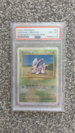 POKEMON CARD 2002 NIDORAN REVERSE FOIL/HOLO LEGENDARY COLLECTION 83 GRADED PSA 8 - Image 1