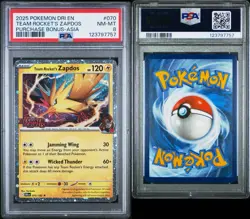 PSA 8 Team Rocket's Zapdos 070/182 Destined Rivals Asia Promo Stamped Pokemon - Image 3