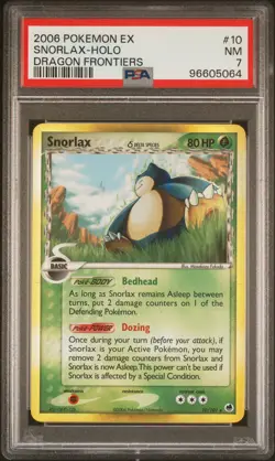 2006 POKEMON EX DRAGON FRONTIERS #10 SNORLAX-HOLO PSA 7 - Image 1