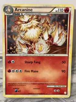 Pokemon TGC Arcanine 1/123 Non-Holo Heart Gold & Soul Silver (base set) 2010 NM - Image 1