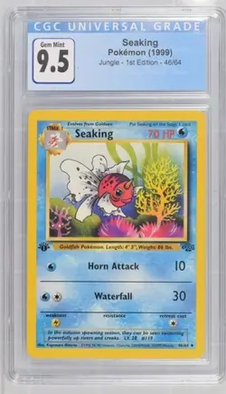 CGC 9.5 GEM MINT 10 Seaking 1st Edition Jungle 46/64 Pokemon 1999 Non-Holo - Image 1