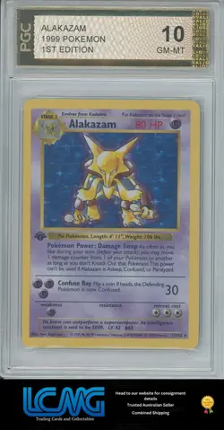PGC 10 1999 Pokemon TCG 1st Edition Alakazam Holo 1/102 Base Set Card CSS - Image 1
