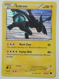 Zekrom 39/116 Holo Rare Plasma Freeze LP English Pokemon Card - Image 1