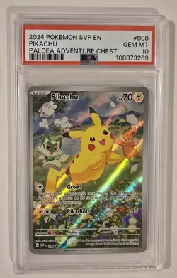 2024 POKEMON SVP EN PIKACHU #088 PALDEA ADVENTURE CHEST PROMO PSA 10 - Image 1