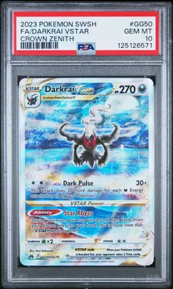 2023 POKEMON SWORD & SHIELD CROWN ZENITH #GG50 FULL ART/DARKRAI VSTAR PSA 10 - Image 1