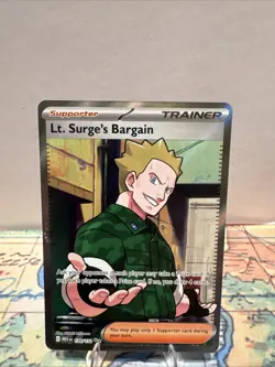 Pokemon TCG Lt. Surge's Bargain Full Art Holo Rare 170/132 Mega Evolutions NM - Image 1
