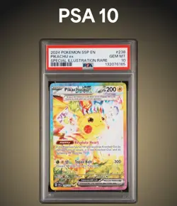 2024 POKEMON SSP EN-SURGING SPARKS SPECIAL ILLUSTRATION RARE PIKACHU EX PSA 10 - Image 1