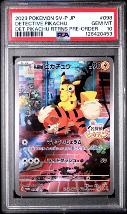 2023 POKEMON JPN SV-P PROMO #098 DETECTIVE PIKACHU PSA 10 - Image 1