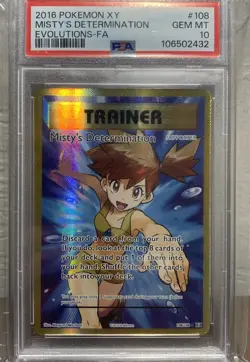 2016 POKEMON XY EVOLUTIONS #108 FULL ART/MISTY'S DETERMINATION PSA 10 - Image 1