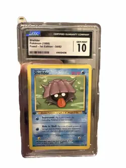 CGC 10 1st Ed. Shellder Pokemon Fossil 54/62 Card - Rare Base Set Vintage - Image 1
