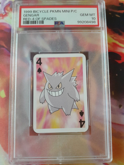 SEQUENTIAL 1999 Pokemon Gengar + Gastly Bicycle Mini Poker Playing Card PSA 10👁 - Image 2