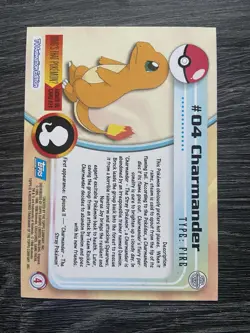 Charmander #4 1999 Topps Pokemon TV Animation Edition Series 1 Blue Logo - Image 2