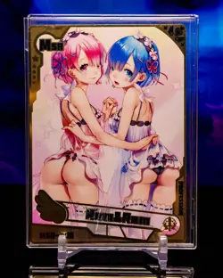 Lingerie Rem Ram Re:Zero Goddess Story Waifu Custom Gold Metal Card MSR Anime - Image 1