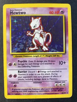 Mewtwo 10/102 Holo Rare Base Set Unlimited - Pokemon Card WOTC B LP - - Image 1