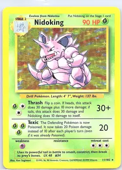 Nidoking 11/102 Holo Base Set - Pokemon Card - LP - Image 1