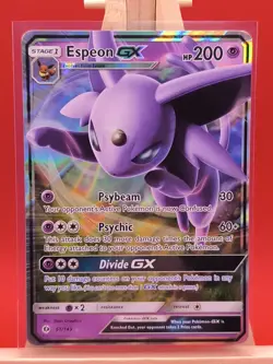 Espeon GX 61/149 Sun & Moon Base Set Ultra Rare Holo Pokemon Card - Image 1