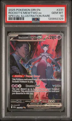 2025 POKEMON DRI EN-DESTINED RIVALS #231 TEAM ROCKET'S MEWTWO EX PSA 10 - Image 1