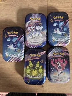 5 EMPTY Paldean Fates Mini Tin Bundle : Different Designs : Pokemon TCG - Image 1