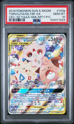 2019 POKEMON SUN & MOON COSMIC ECLIPSE TOGEPI & CLEFFA & IGGLYBUFF GX PSA 10 - Image 1