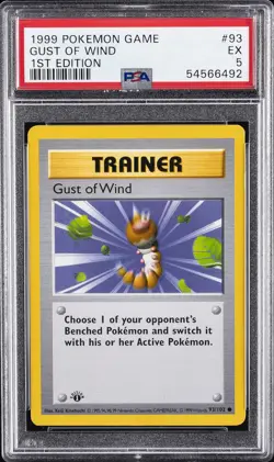 1999 POKEMON BASE SET 1ST EDITION #93 GUST OF WIND PSA 5 - Image 1