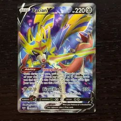 Zacian V 195/202 Pokemon Sword & Shield Base Set Full Art Ultra Rare Card NM - Image 1