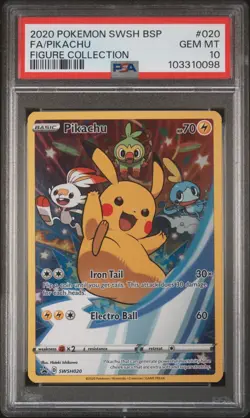 2020 POKEMON SWSH PROMO FIGURE COLLECTION #020 FULL ART/PIKACHU PSA 10 - Image 1
